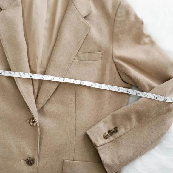 Vintage Sears Roebuck Blazer Sz 12 Wool Blend Camel Tan Brass Nautical Academia - Picture 8 of 10